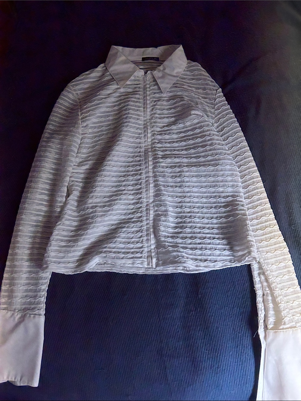 Jaipur White Textured Zip-Front Blazer